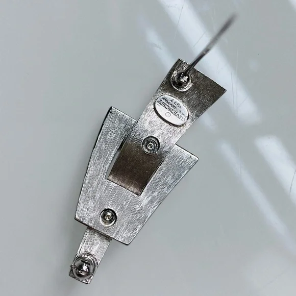 Vintage GIVENCHY 1977 Pave Swarovski Crystals Silver Buckle Brooch Pin COA - Picture 3 of 4